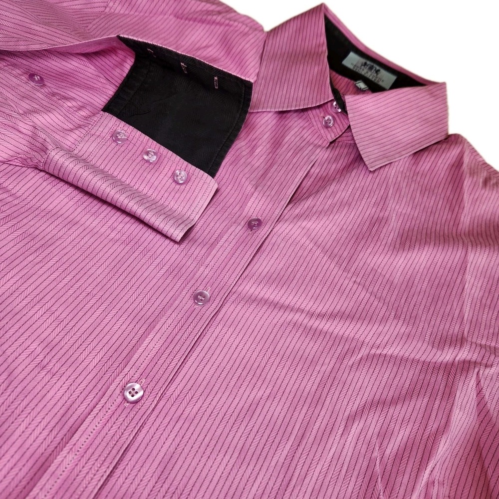 HAWES & CURTIS Dress Shirt Womens UK 20 US 16 Semi-Fitted Pink Black Flip Cuffs